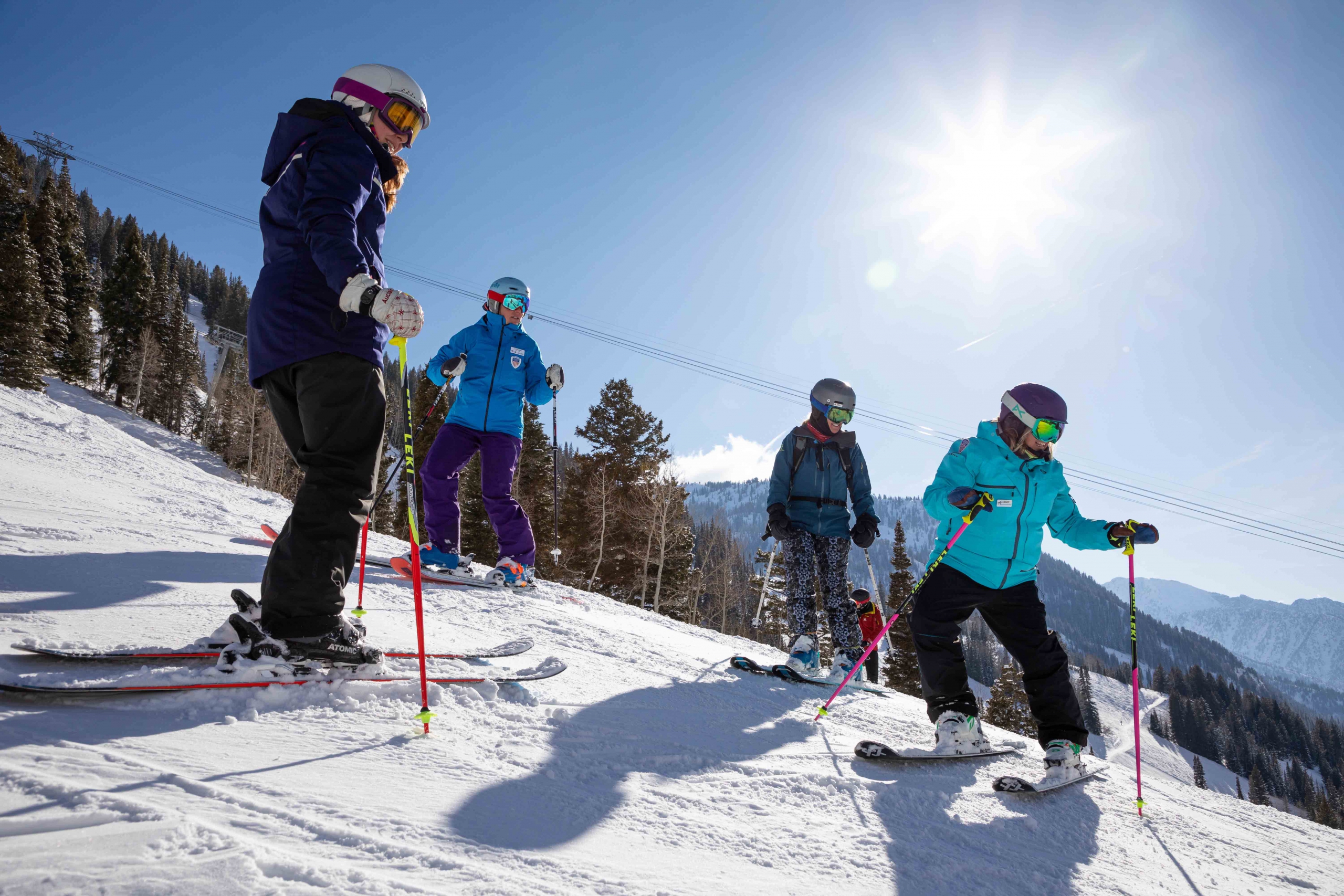 A group of female skiers.